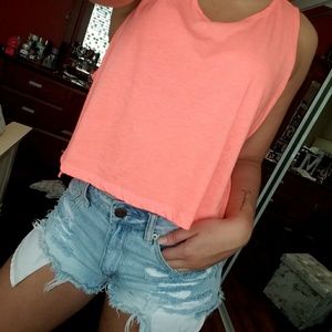 Neon Coral Crop Top